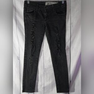 Femme For DKNY Women's Black Grunge Skinny Distressed Jeans